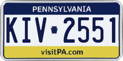 PA license plate KIV2551