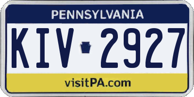 PA license plate KIV2927