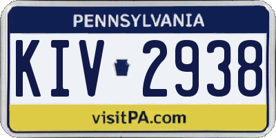 PA license plate KIV2938