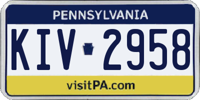 PA license plate KIV2958
