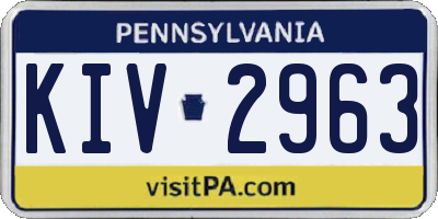 PA license plate KIV2963