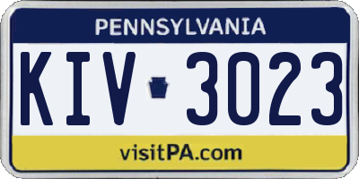 PA license plate KIV3023