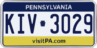 PA license plate KIV3029
