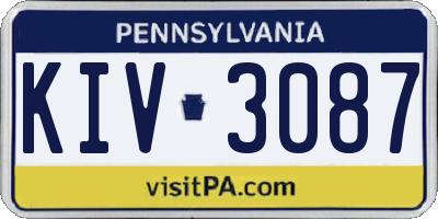 PA license plate KIV3087