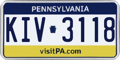 PA license plate KIV3118