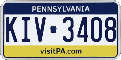 PA license plate KIV3408