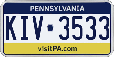 PA license plate KIV3533
