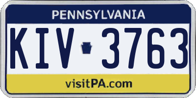 PA license plate KIV3763