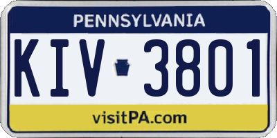 PA license plate KIV3801