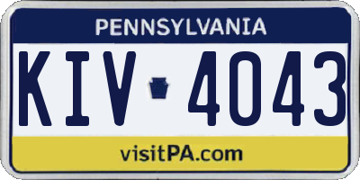 PA license plate KIV4043