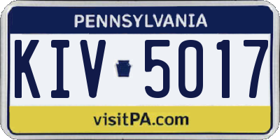 PA license plate KIV5017
