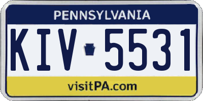 PA license plate KIV5531
