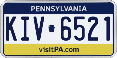 PA license plate KIV6521