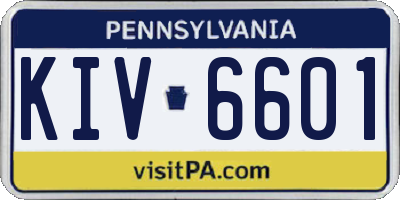 PA license plate KIV6601