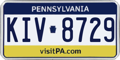 PA license plate KIV8729