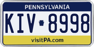 PA license plate KIV8998