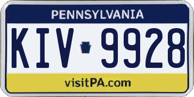 PA license plate KIV9928