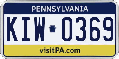 PA license plate KIW0369
