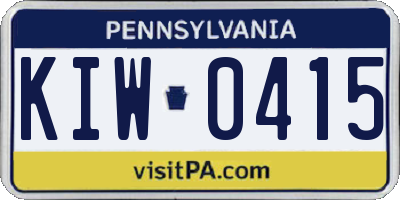 PA license plate KIW0415