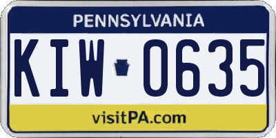 PA license plate KIW0635