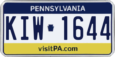 PA license plate KIW1644
