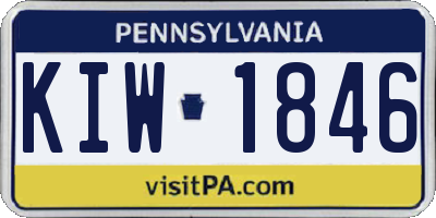 PA license plate KIW1846