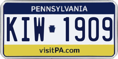 PA license plate KIW1909