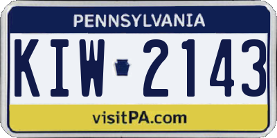 PA license plate KIW2143