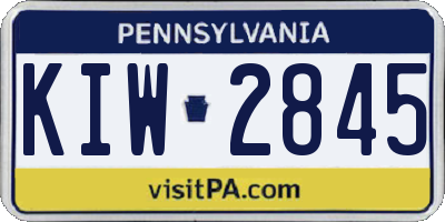 PA license plate KIW2845