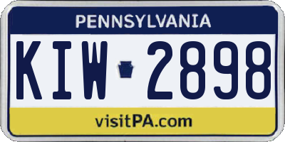 PA license plate KIW2898