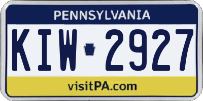 PA license plate KIW2927