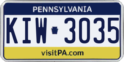 PA license plate KIW3035