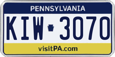 PA license plate KIW3070