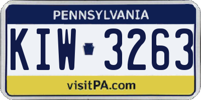 PA license plate KIW3263