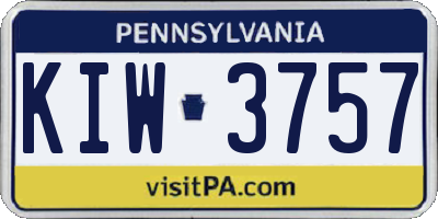 PA license plate KIW3757