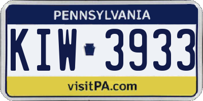 PA license plate KIW3933