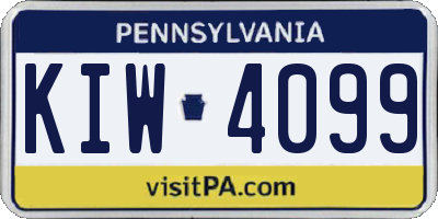 PA license plate KIW4099