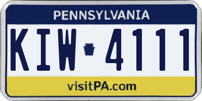 PA license plate KIW4111
