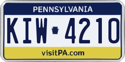 PA license plate KIW4210