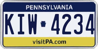 PA license plate KIW4234