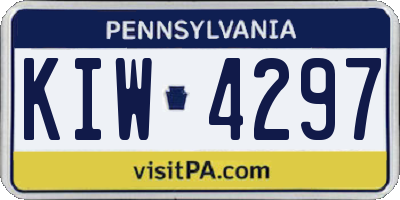 PA license plate KIW4297