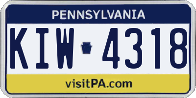 PA license plate KIW4318