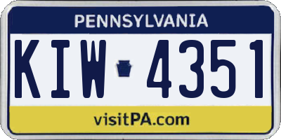 PA license plate KIW4351