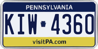 PA license plate KIW4360