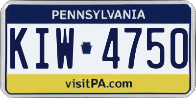 PA license plate KIW4750