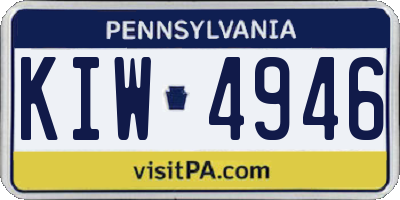 PA license plate KIW4946