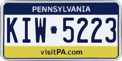 PA license plate KIW5223