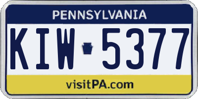 PA license plate KIW5377