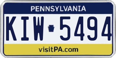 PA license plate KIW5494