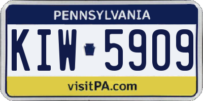 PA license plate KIW5909